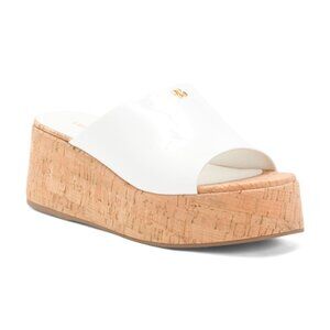 LARROUDE Handmade In Brazil Patent Leather Charli Wedge Mule Sandals